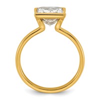 14K Yellow Gold 2.50 Carat Certified Lab Grown Diamond VS+ F+ Princess Complete Solitaire Half Bezel Engagement Ring view 2