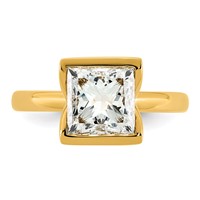 14K Yellow Gold 2.50 Carat Certified Lab Grown Diamond VS+ F+ Princess Complete Solitaire Half Bezel Engagement Ring view 4