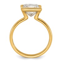 14K Yellow Gold 3 Carat Certified Lab Grown Diamond VS+ F+ Princess Complete Solitaire Half Bezel Engagement Ring view 2