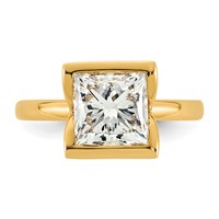 14K Yellow Gold 3 Carat Certified Lab Grown Diamond VS+ F+ Princess Complete Solitaire Half Bezel Engagement Ring view 4