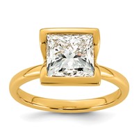 14K Yellow Gold 3 Carat Certified Lab Grown Diamond VS+ F+ Princess Complete Solitaire Half Bezel Engagement Ring view 1