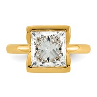 14K Yellow Gold 3.50 Carat Certified Lab Grown Diamond VS+ F+ Princess Complete Solitaire Half Bezel Engagement Ring view 4