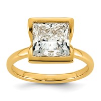 14K Yellow Gold 3.50 Carat Certified Lab Grown Diamond VS+ F+ Princess Complete Solitaire Half Bezel Engagement Ring view 1