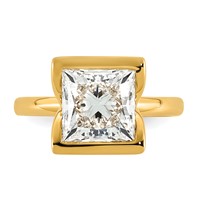 14K Yellow Gold 4 Carat Certified Lab Grown Diamond VS+ F+ Princess Complete Solitaire Half Bezel Engagement Ring view 4