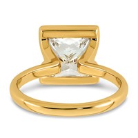 14K Yellow Gold 4 Carat Certified Lab Grown Diamond VS+ F+ Princess Complete Solitaire Half Bezel Engagement Ring view 5