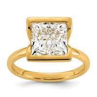 14K Yellow Gold 4 Carat Certified Lab Grown Diamond VS+ F+ Princess Complete Solitaire Half Bezel Engagement Ring view 1