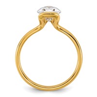 14K Yellow Gold 2 Carat Certified Lab Grown Diamond VS+ F+ Pear Complete Half Bezel Engagement Ring view 2