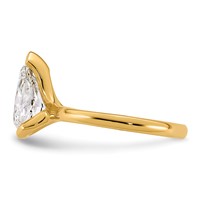 14K Yellow Gold 2 Carat Certified Lab Grown Diamond VS+ F+ Pear Complete Half Bezel Engagement Ring view 3