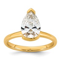 14K Yellow Gold 2 Carat Certified Lab Grown Diamond VS+ F+ Pear Complete Half Bezel Engagement Ring view 1