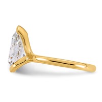 14K Yellow Gold 2.50 Carat Certified Lab Grown Diamond VS+ F+ Pear Complete Half Bezel Engagement Ring view 3
