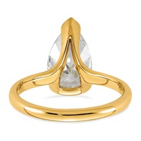 14K Yellow Gold 2.50 Carat Certified Lab Grown Diamond VS+ F+ Pear Complete Half Bezel Engagement Ring view 5