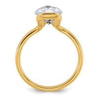 14K Yellow Gold 3 Carat Certified Lab Grown Diamond VS+ F+ Pear Complete Half Bezel Engagement Ring view 2