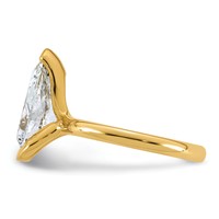 14K Yellow Gold 3 Carat Certified Lab Grown Diamond VS+ F+ Pear Complete Half Bezel Engagement Ring view 3