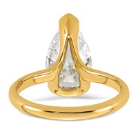 14K Yellow Gold 3 Carat Certified Lab Grown Diamond VS+ F+ Pear Complete Half Bezel Engagement Ring view 5