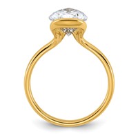 14K Yellow Gold 3.50 Carat Certified Lab Grown Diamond VS+ F+ Pear Complete Half Bezel Engagement Ring view 2
