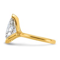 14K Yellow Gold 3.50 Carat Certified Lab Grown Diamond VS+ F+ Pear Complete Half Bezel Engagement Ring view 3