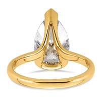 14K Yellow Gold 3.50 Carat Certified Lab Grown Diamond VS+ F+ Pear Complete Half Bezel Engagement Ring view 5