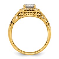 14K Yellow Gold 1.88 Carat Certified Lab Grown Diamond VS+ F+ Emerald Center Complete Fancy Halo Textured Engagement Ring view 2