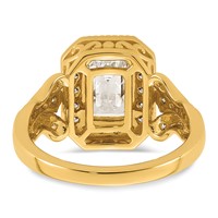 14K Yellow Gold 2.50 Carat Certified Lab Grown Diamond VS+ F+ Emerald Center Complete Fancy Halo Textured Engagement Ring view 5