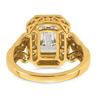 14K Yellow Gold 3.12 Carat Certified Lab Grown Diamond VS+ F+ Emerald Center Complete Fancy Halo Textured Engagement Ring view 5