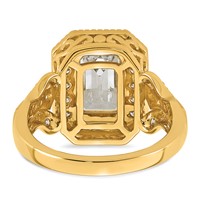 14K Yellow Gold 3.75 Carat Certified Lab Grown Diamond VS+ F+ Emerald Center Complete Fancy Halo Textured Engagement Ring view 5