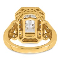 14K Yellow Gold 4.33 Carat Certified Lab Grown Diamond VS+ F+ Emerald Center Complete Fancy Halo Textured Engagement Ring view 5