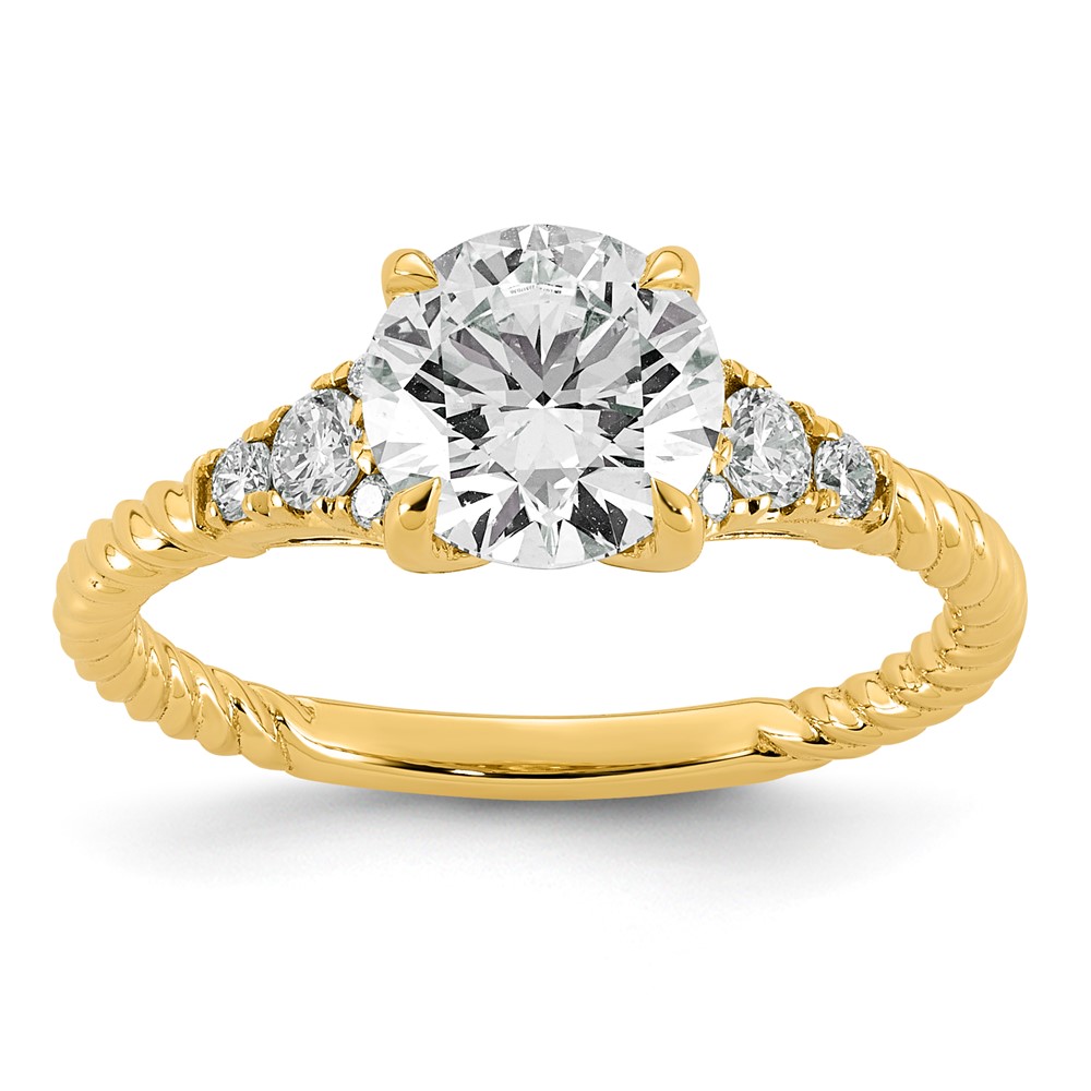 14K Yellow Gold 1.75 Carat Certified Lab Grown Diamond VS+ F+ Round Center Complete Twisted Engagement Ring