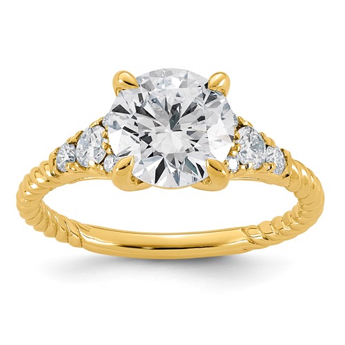14K Yellow Gold 2.33 Carat Certified Lab Grown Diamond VS+ F+ Round Center Complete Twisted Engagement Ring