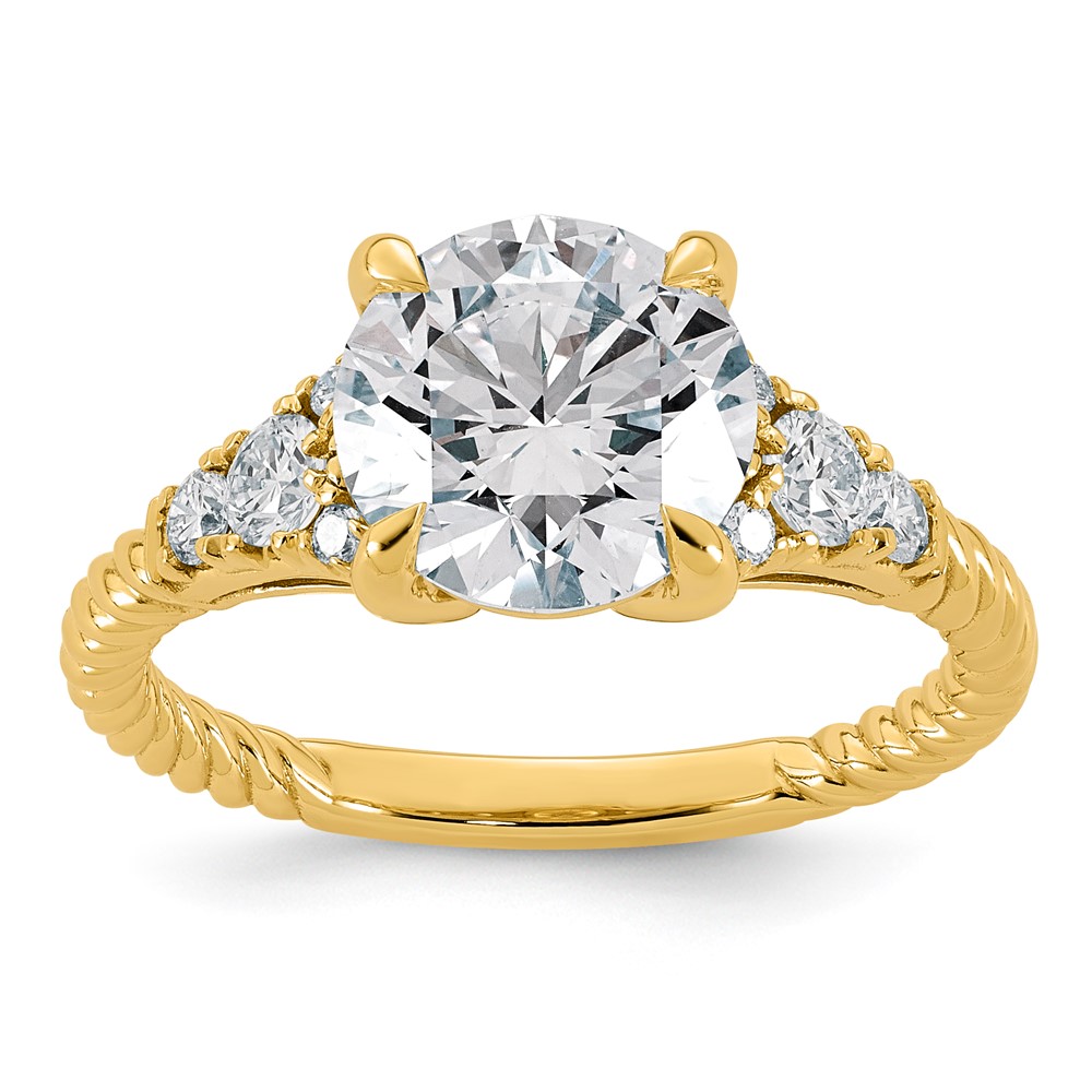 14K Yellow Gold 2.88 Carat Certified Lab Grown Diamond VS+ F+ Round Center Complete Twisted Engagement Ring