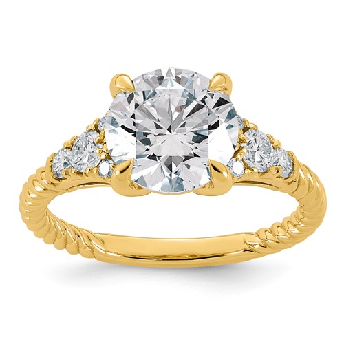 14K Yellow Gold 2.88 Carat Certified Lab Grown Diamond VS+ F+ Round Center Complete Twisted Engagement Ring