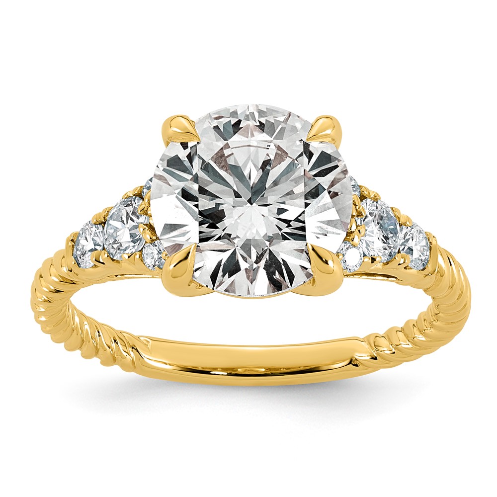 14K Yellow Gold 3.33 Carat Certified Lab Grown Diamond VS+ F+ Round Center Complete Twisted Engagement Ring