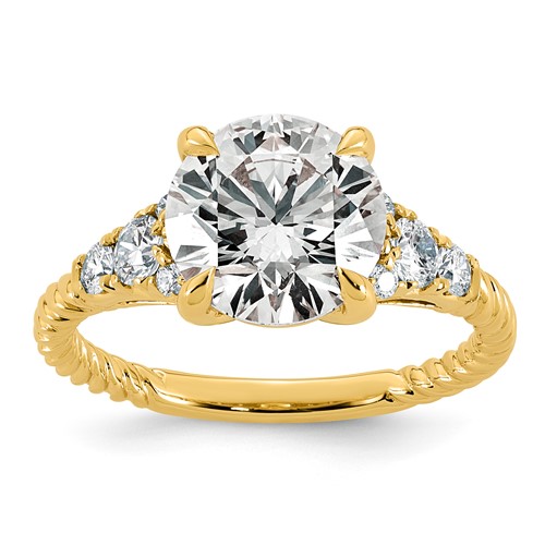 14K Yellow Gold 3.33 Carat Certified Lab Grown Diamond VS+ F+ Round Center Complete Twisted Engagement Ring