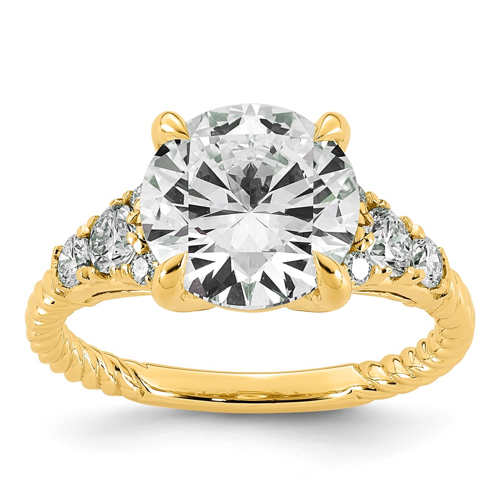 14K Yellow Gold 4 Carat Certified Lab Grown Diamond VS+ F+ Round Center Complete Twisted Engagement Ring