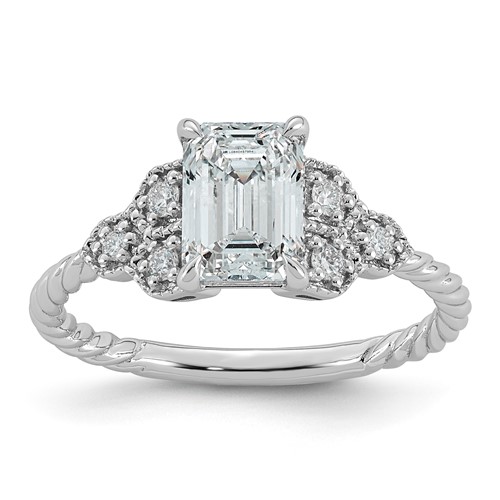 14K White Gold Certified Oval Center Lab Grown Diamond VS+ F+ Engagement Ring