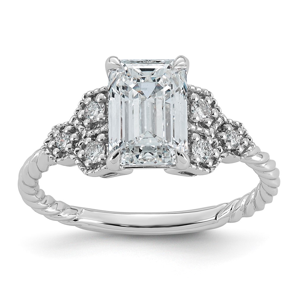 14K White Gold Certified Oval Center Lab Grown Diamond VS+ F+ Engagement Ring