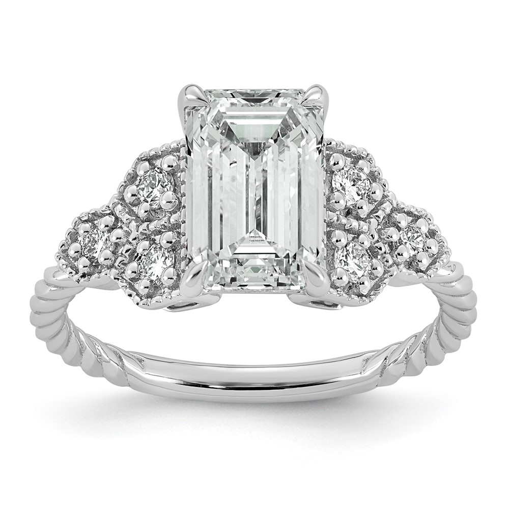 14K White Gold Certified Oval Center Lab Grown Diamond VS+ F+ Engagement Ring