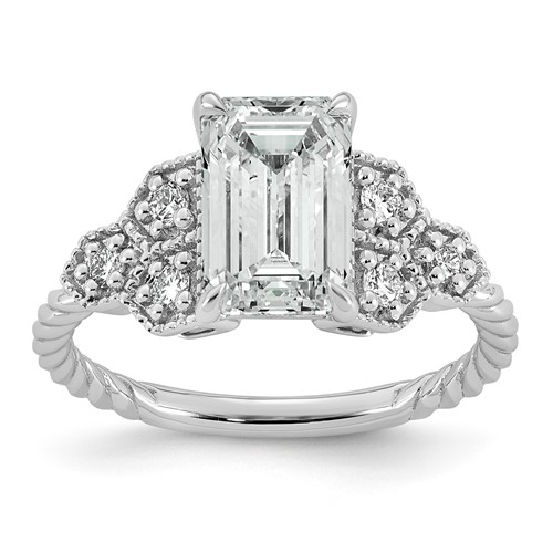 14K White Gold Certified Oval Center Lab Grown Diamond VS+ F+ Engagement Ring