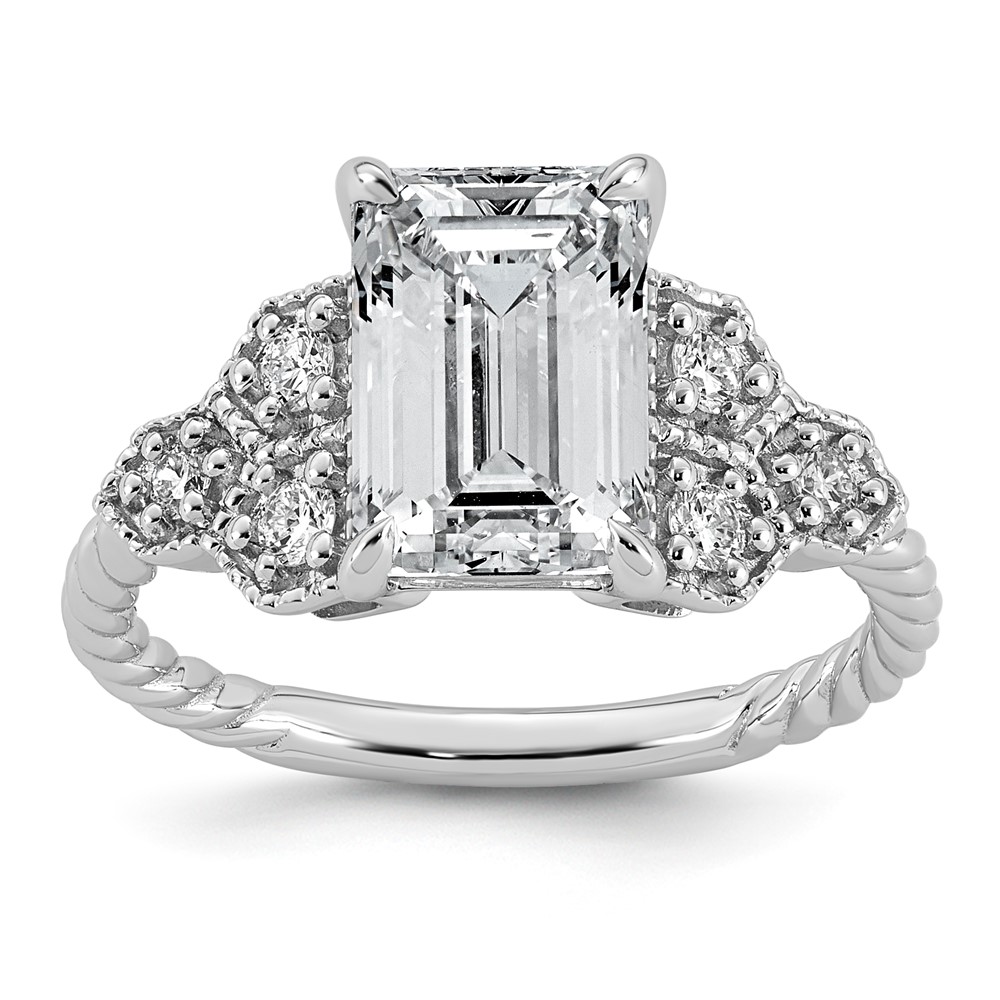14K White Gold Certified Oval Center Lab Grown Diamond VS+ F+ Engagement Ring