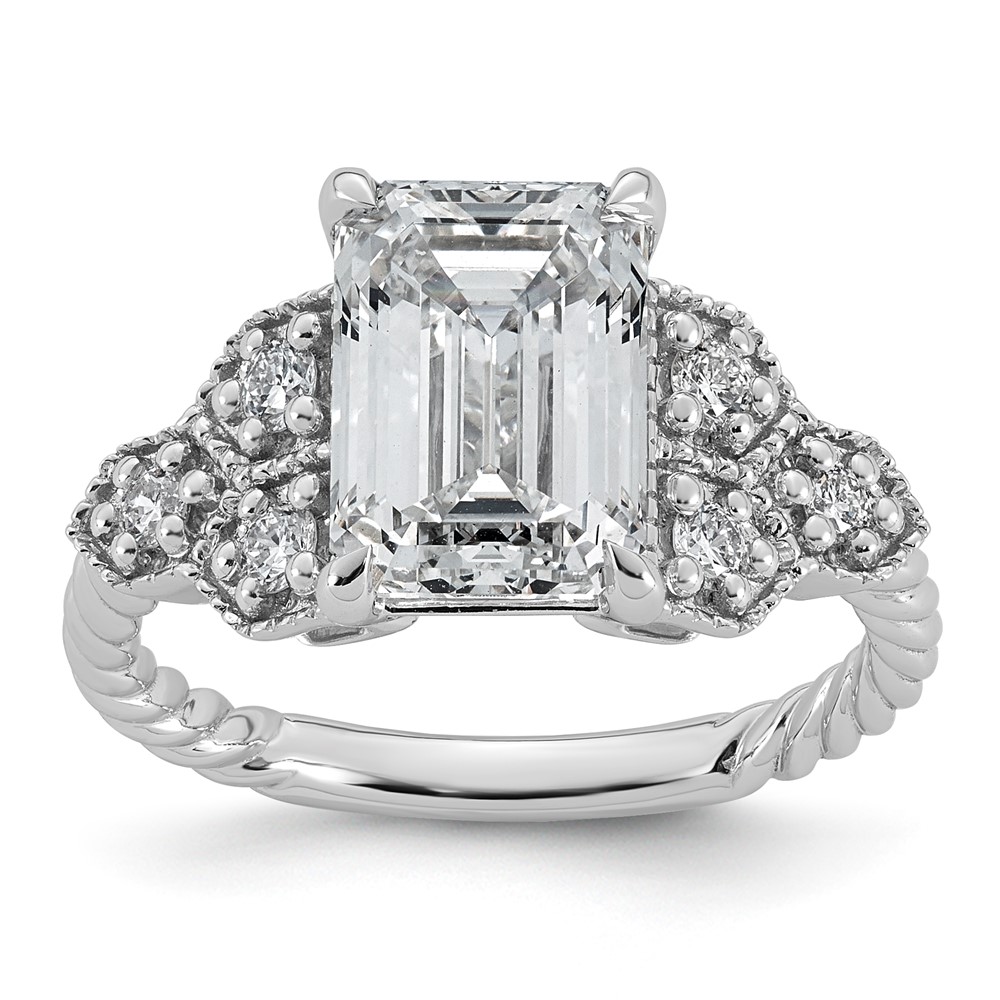 14K White Gold Certified Oval Center Lab Grown Diamond VS+ F+ Engagement Ring