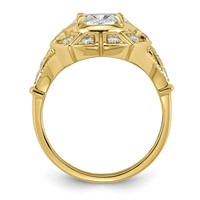 14K Yellow Gold Certified Oval Center Lab Grown Diamond VS+ F+ Halo Engagement Ring view 2