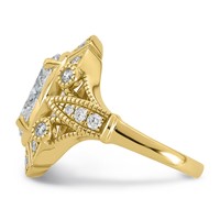 14K Yellow Gold Certified Oval Center Lab Grown Diamond VS+ F+ Halo Engagement Ring view 3