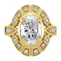 14K Yellow Gold Certified Oval Center Lab Grown Diamond VS+ F+ Halo Engagement Ring view 4