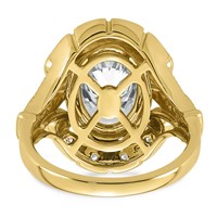 14K Yellow Gold Certified Oval Center Lab Grown Diamond VS+ F+ Halo Engagement Ring view 5