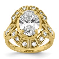 14K Yellow Gold Certified Oval Center Lab Grown Diamond VS+ F+ Halo Engagement Ring view 1