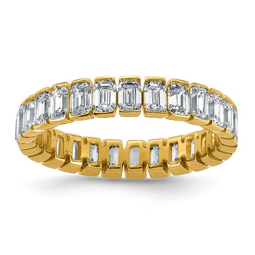 14K Yellow Gold Emerald Lab Grown Dia VS+ F+ Eternity Ring