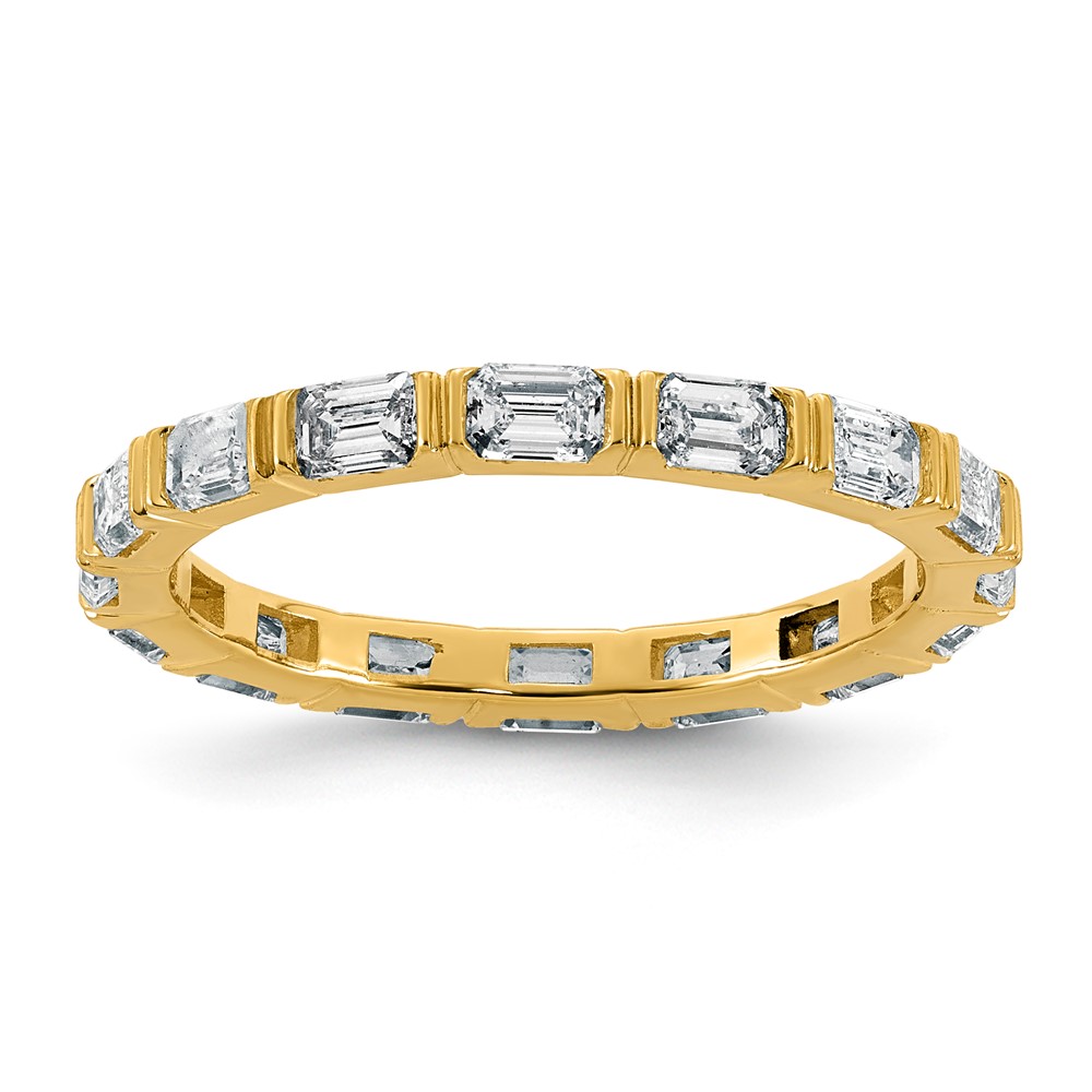 14K Yellow Gold Emerald Lab Grown Dia VS+ F+ Eternity Ring
