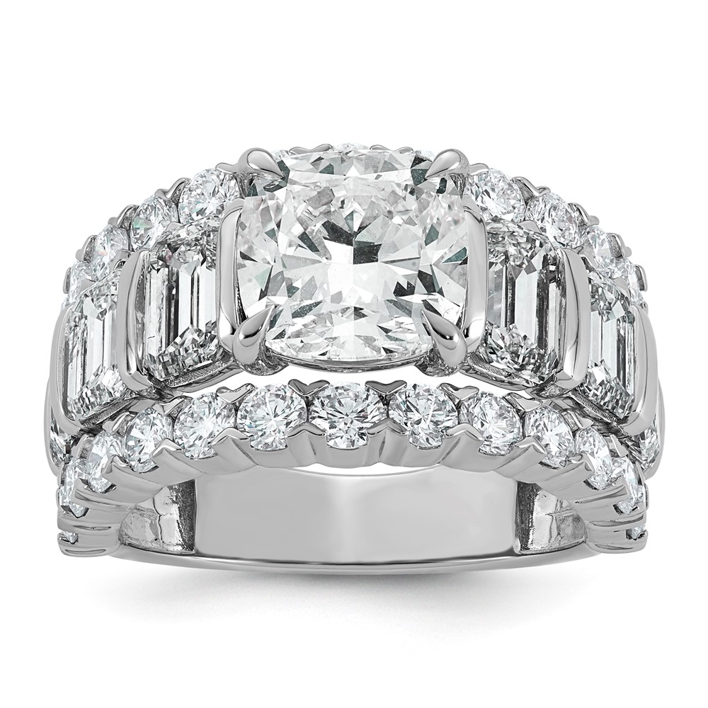 14K White Gold Certified Round Center Complete Lab Grown Diamond VS+ F+ Engagement Ri