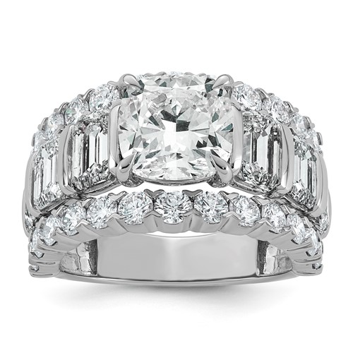 14K White Gold Certified Round Center Complete Lab Grown Diamond VS+ F+ Engagement Ri