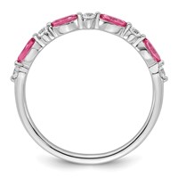 14K White Gold WG Lab Grown Dia VS+ F+ Lab Crtd Pink Sapphire Complete Band view 2