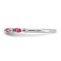 14K White Gold WG Lab Grown Dia VS+ F+ Lab Crtd Pink Sapphire Complete Band view 3